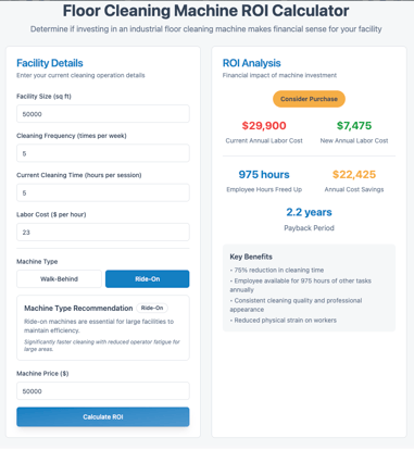 Sweeper scrubber marketing ROI calculator